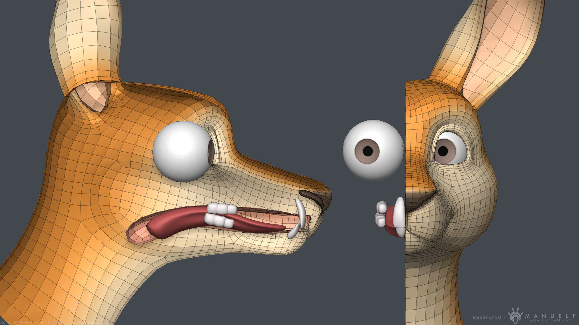 Stylized Cartoon Kangaroo 3D model_9