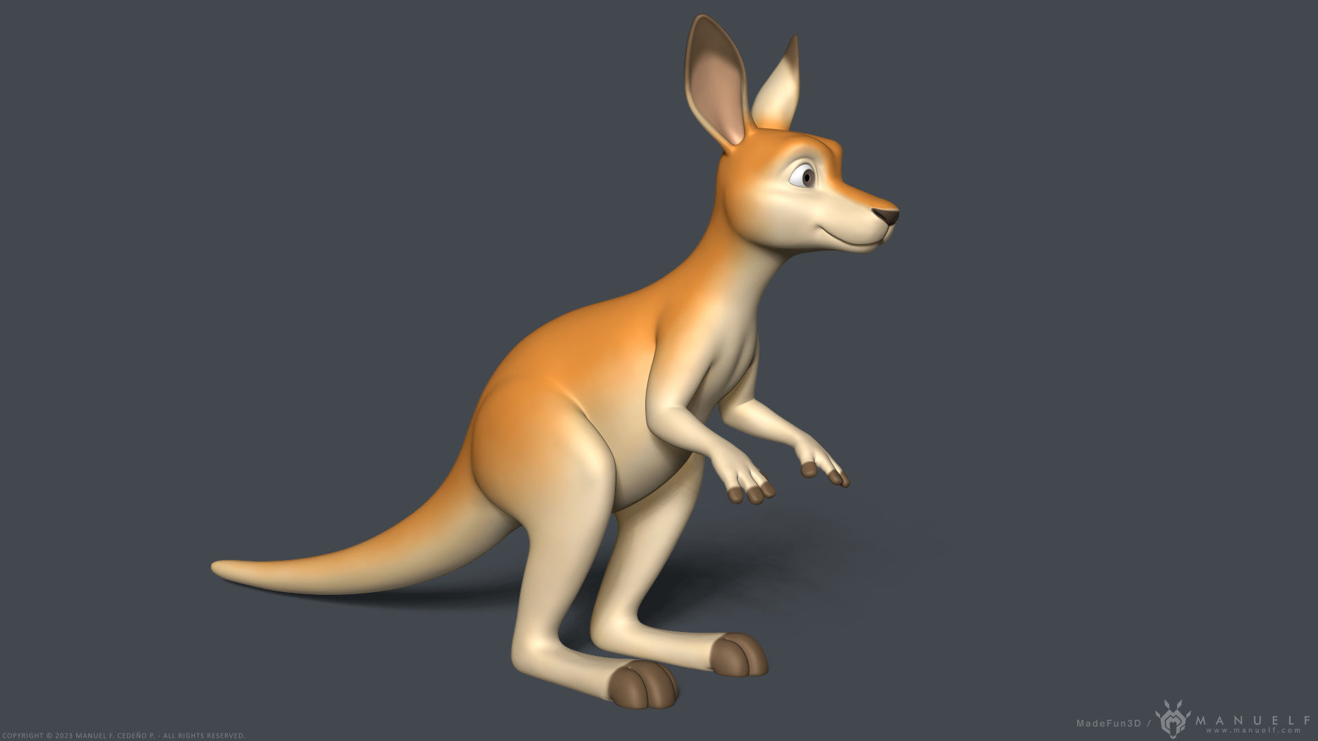 Stylized Cartoon Kangaroo 3D model_1