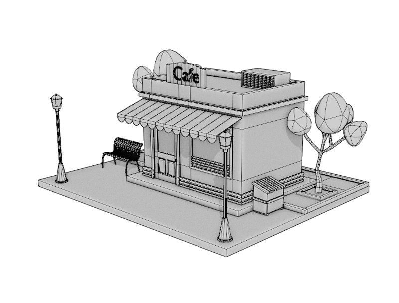 cartoon cafe 3D model_3