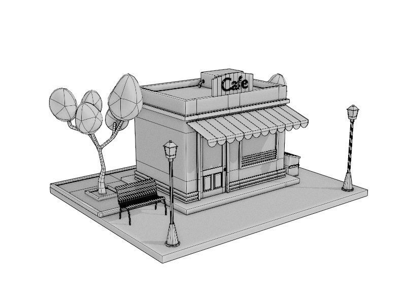 cartoon cafe 3D model_4