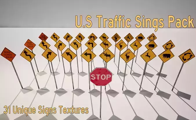 3D US Traffic Signs Pack 