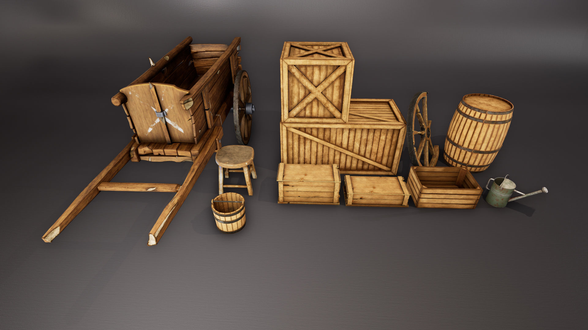 Medieval Props Low-poly 3D model_1