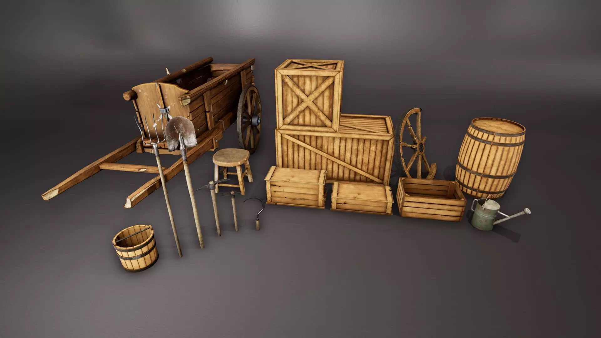 Medieval Props Low-poly 3D model_0