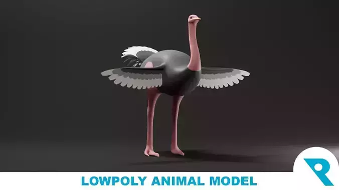 Ostrich Base Mesh Low-poly 3D model