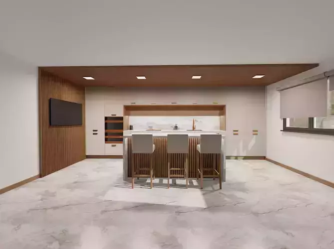Modern Kitchen Cream and Wood