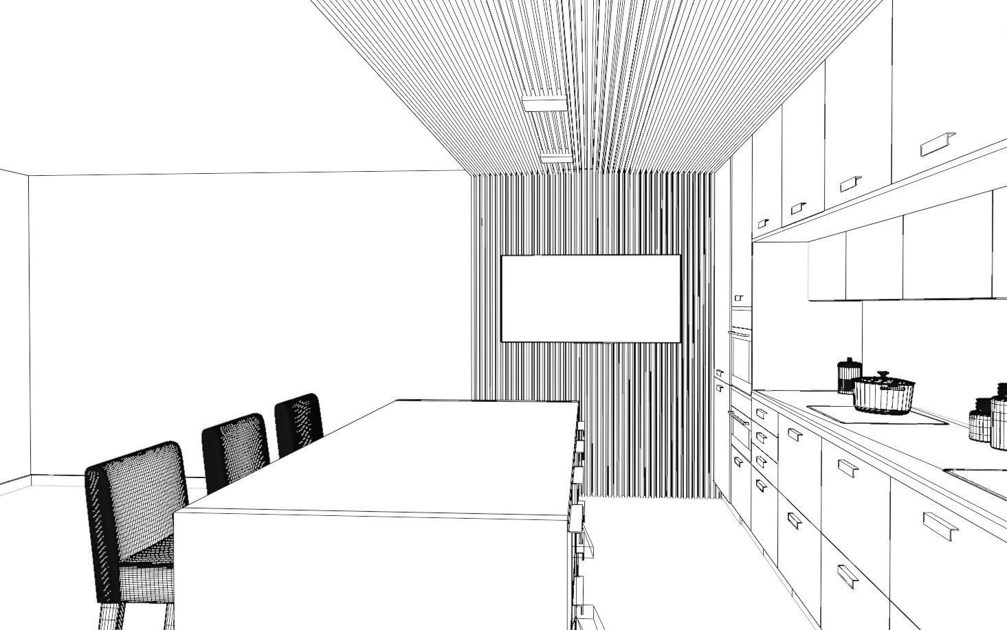 Modern Kitchen Cream and Wood Free 3D model_8