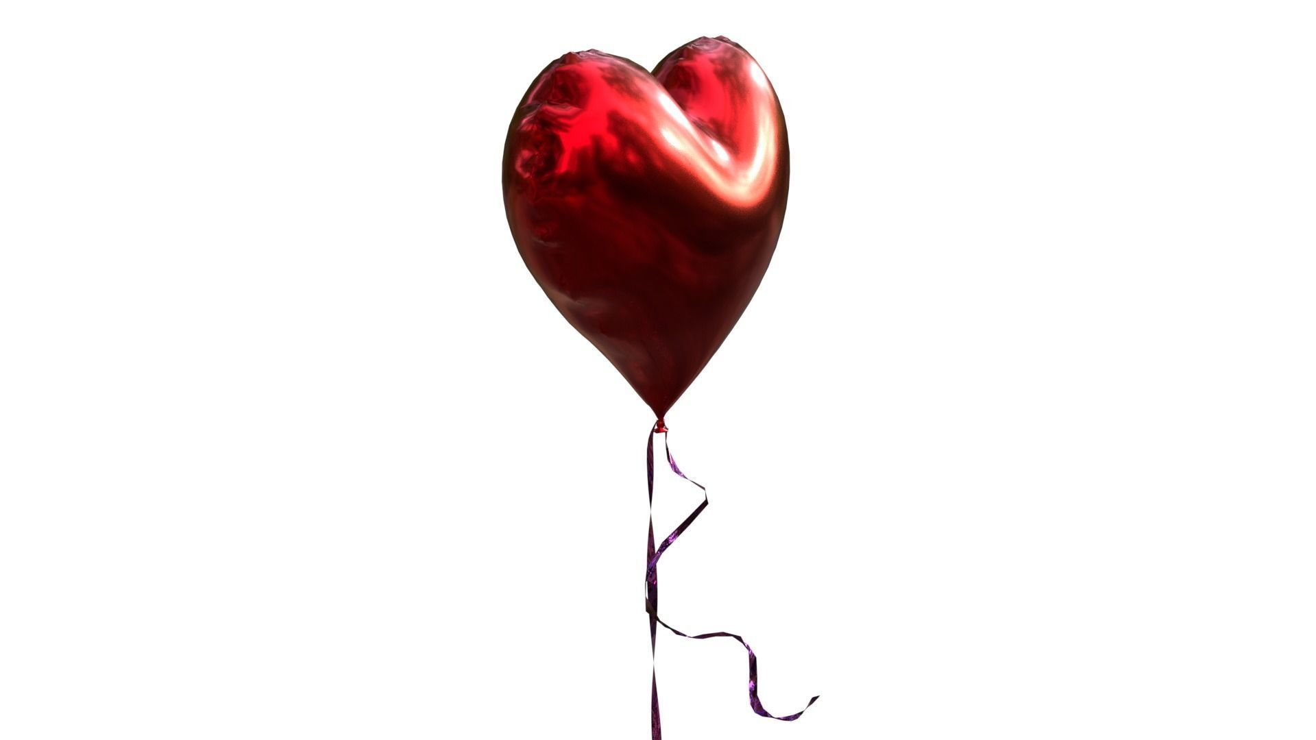 Red Heart Balloon 3D model_3