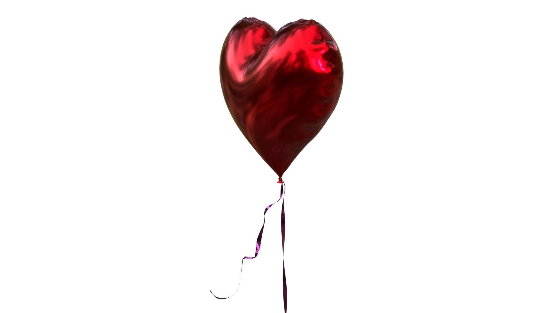 Red Heart Balloon 3D model_2
