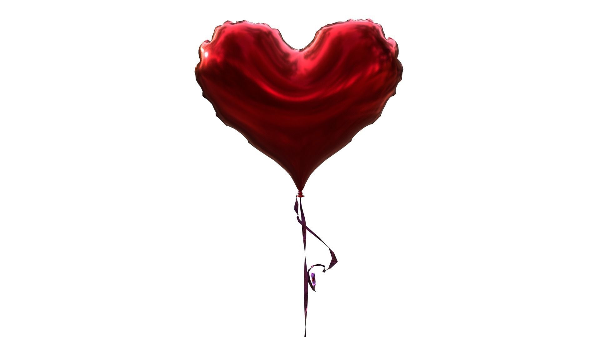 Red Heart Balloon 3D model_4
