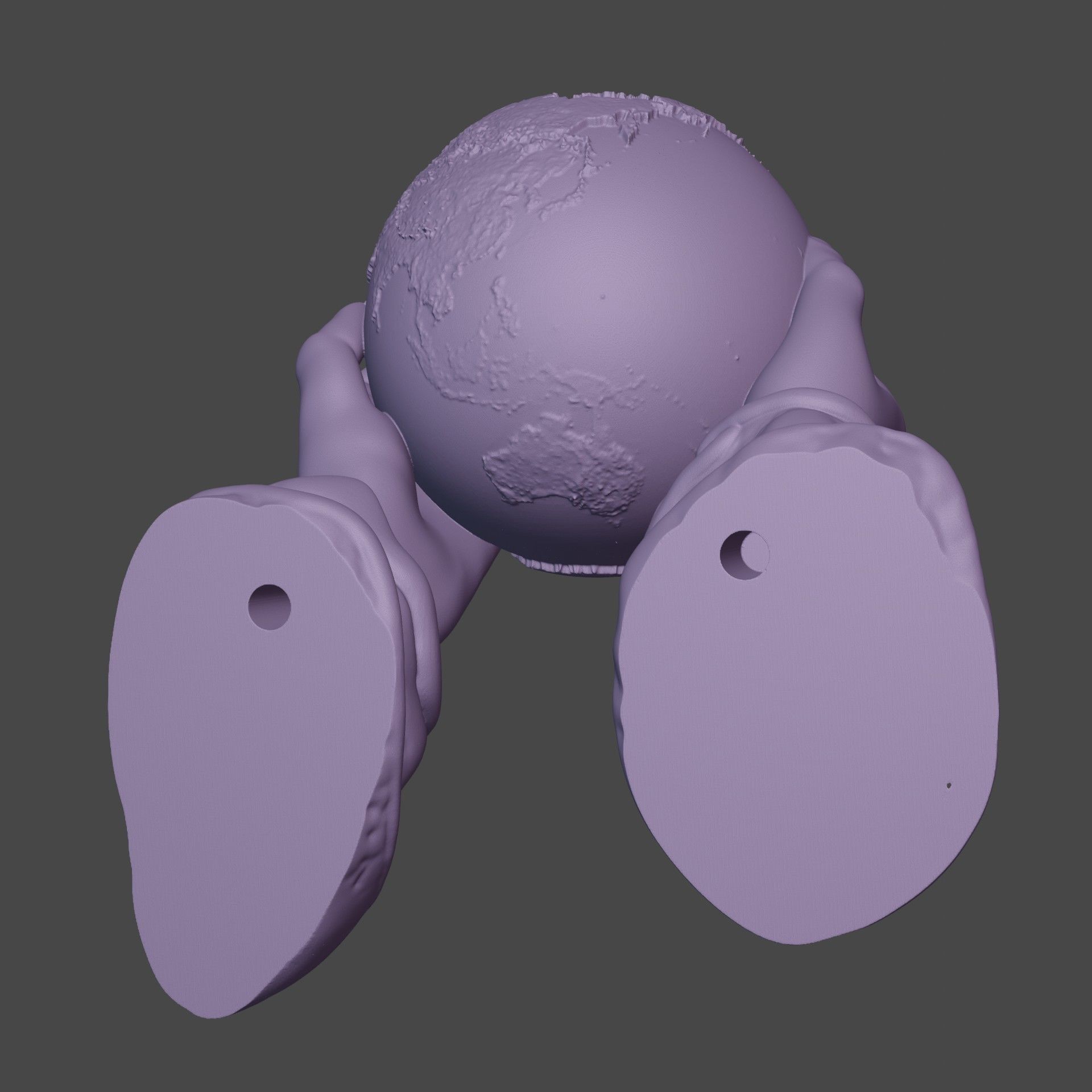 Hands holding earth sculpture 3D print model_3