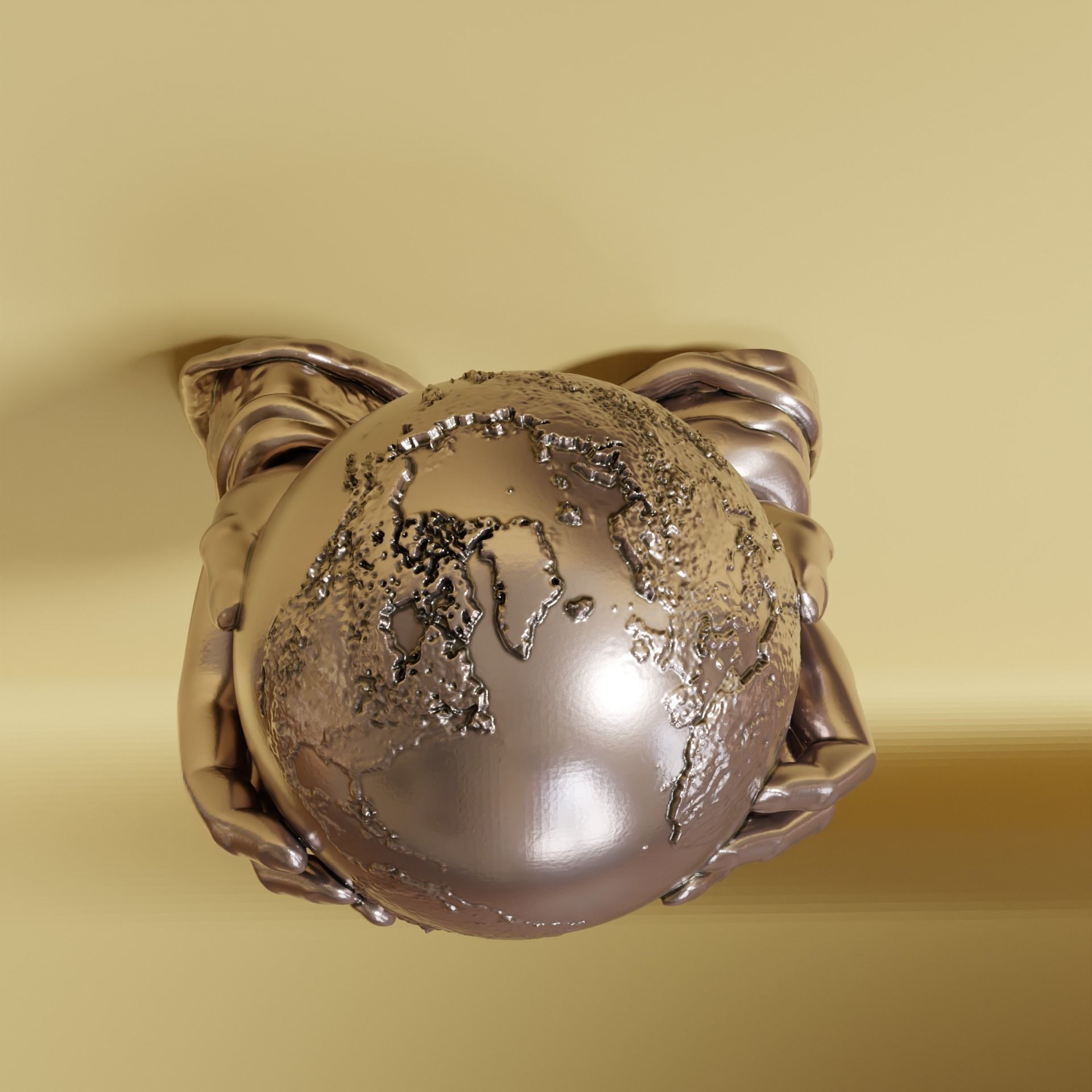 Hands holding earth sculpture 3D print model_2