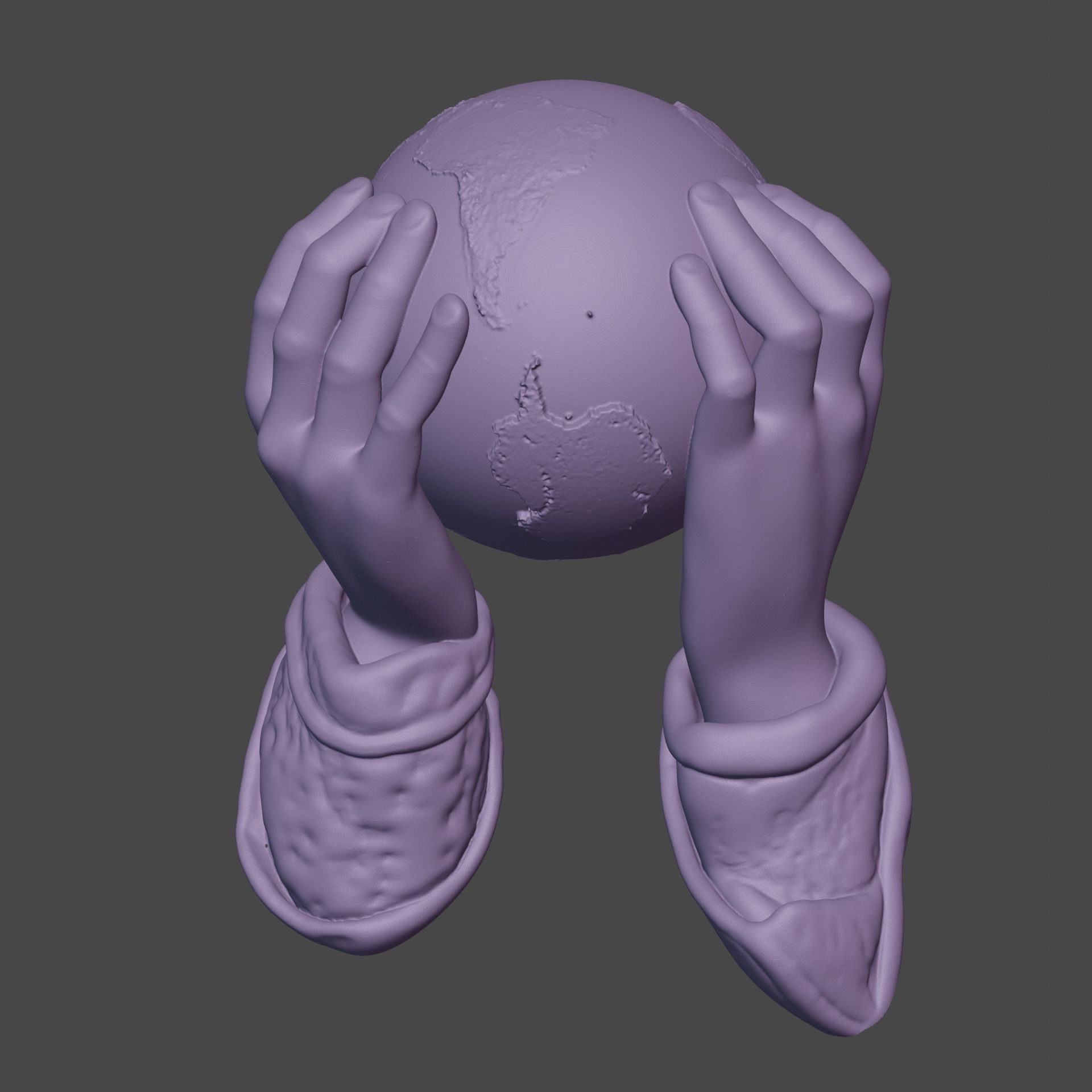 Hands holding earth sculpture 3D print model_5