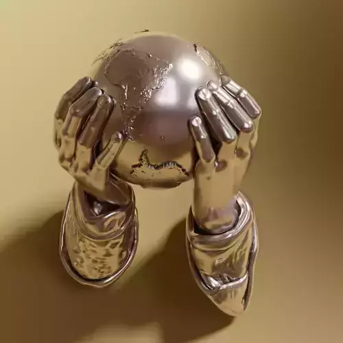 Hands holding earth sculpture 3D print model