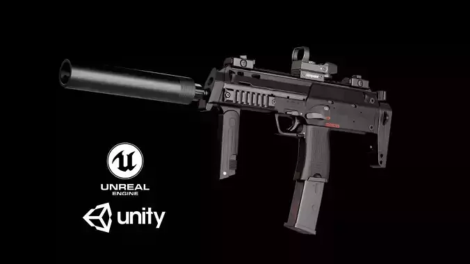 HK MP7A1 Low-poly 3D model