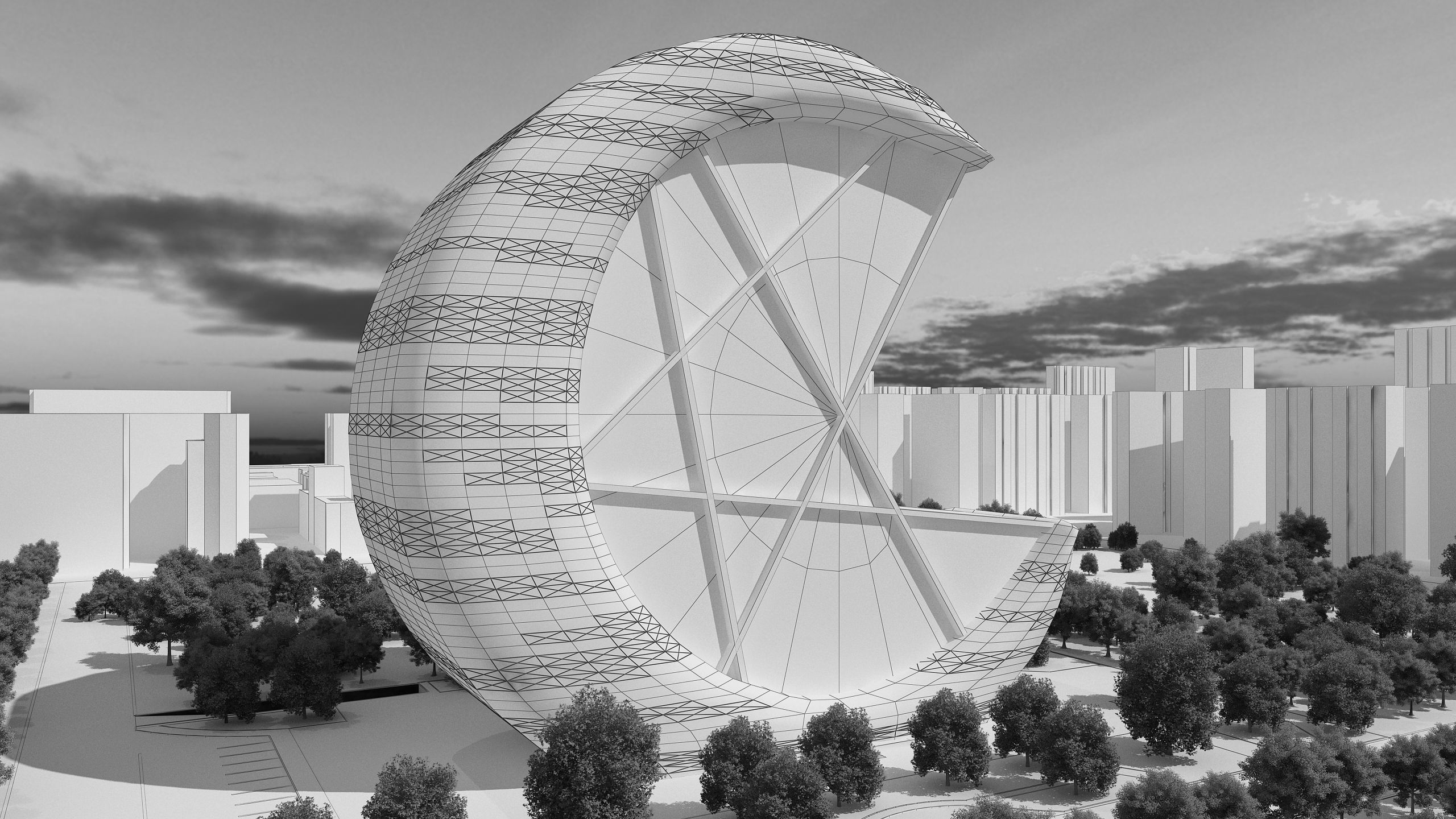 0073 - Crescent Skyscraper  3D model_11