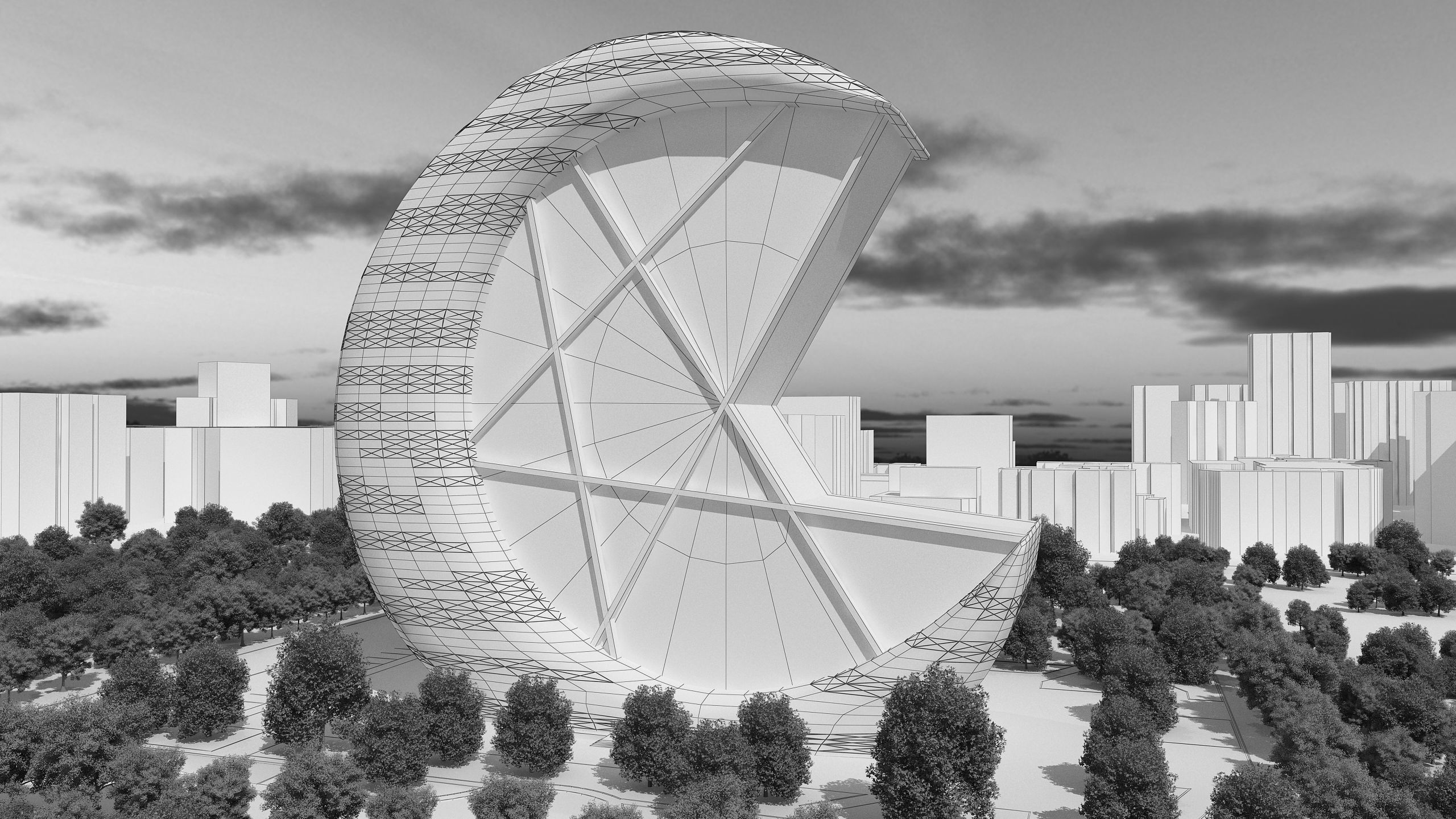 0073 - Crescent Skyscraper  3D model_10