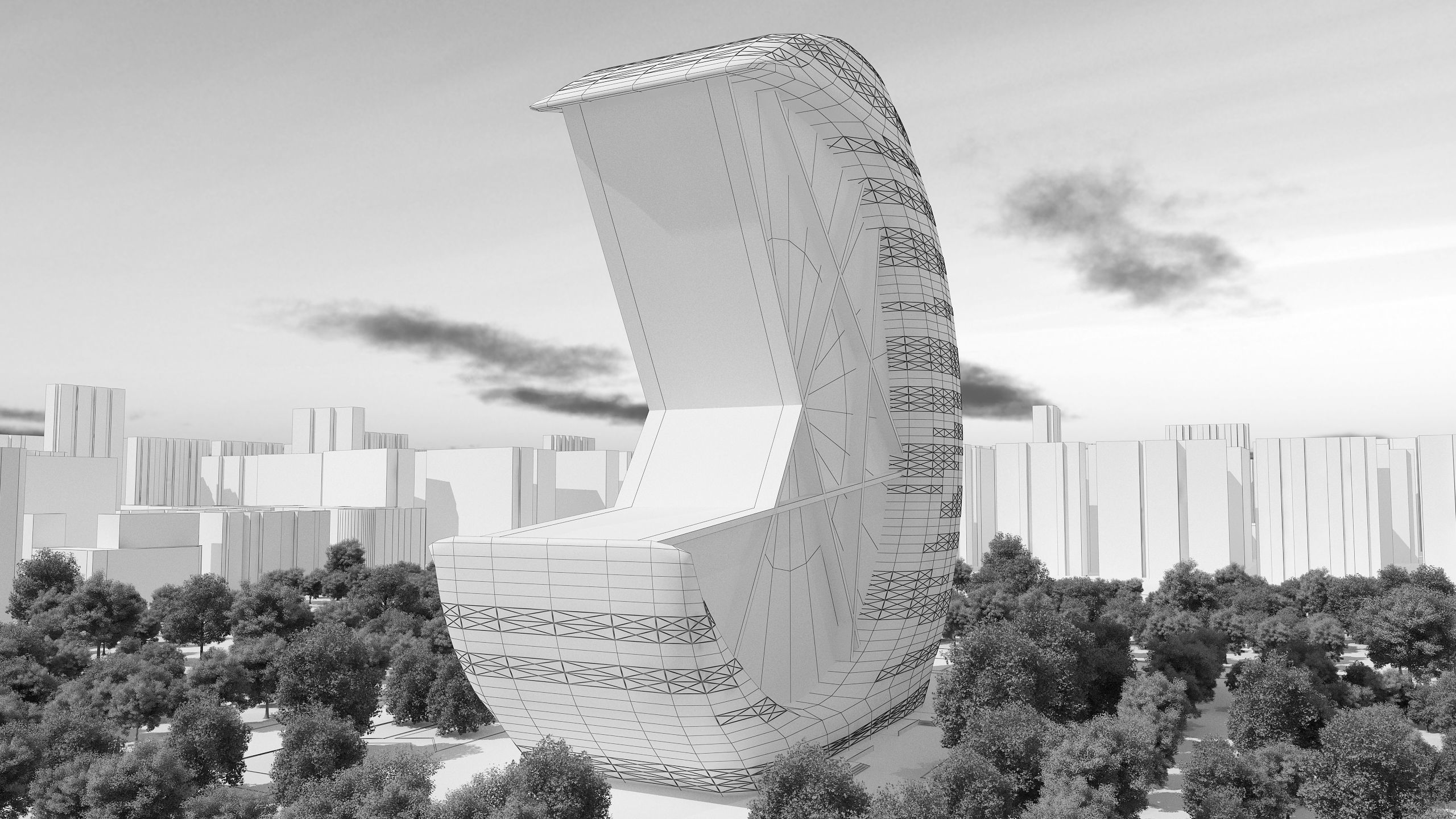 0073 - Crescent Skyscraper  3D model_13