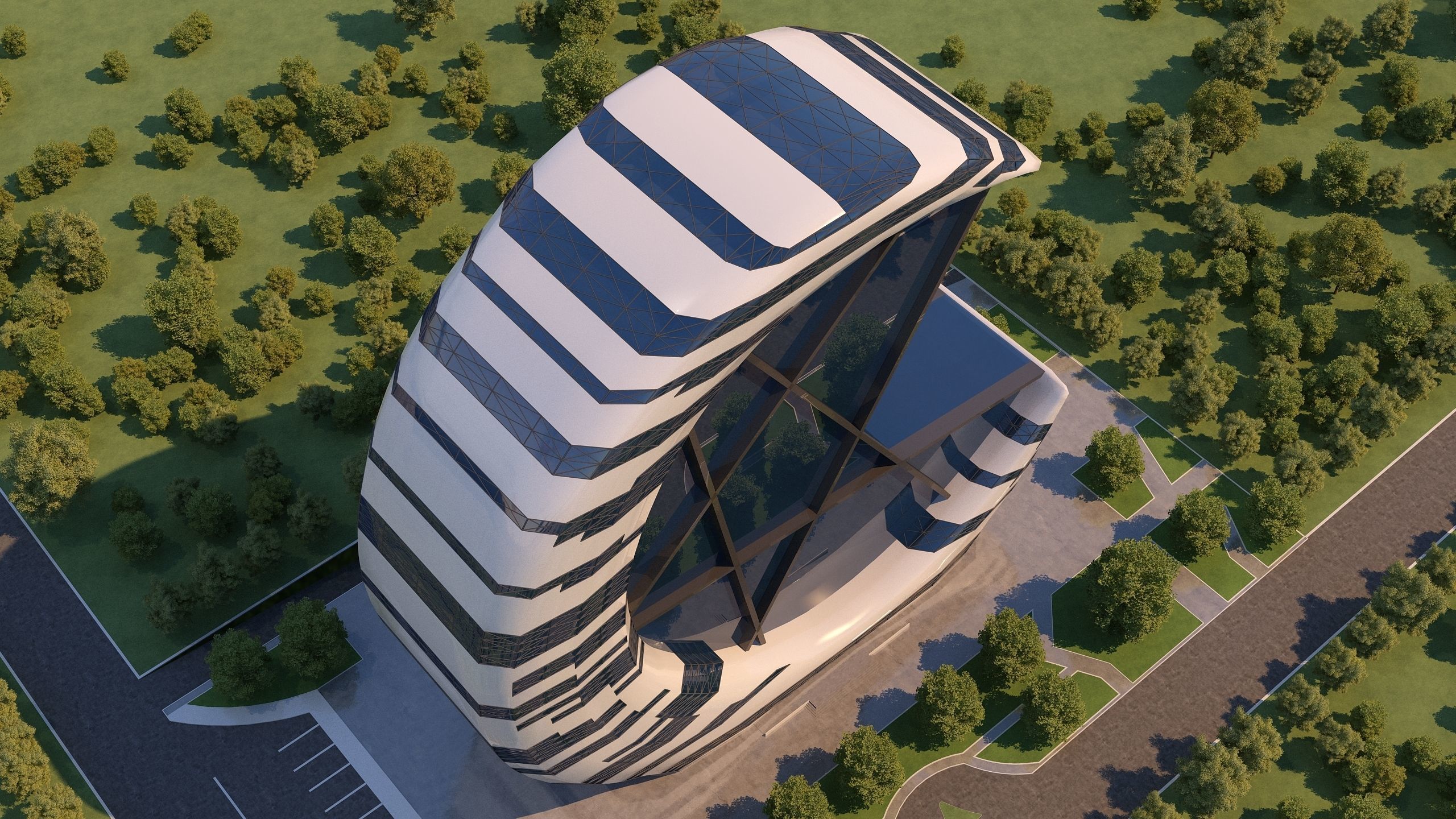 0073 - Crescent Skyscraper  3D model_2
