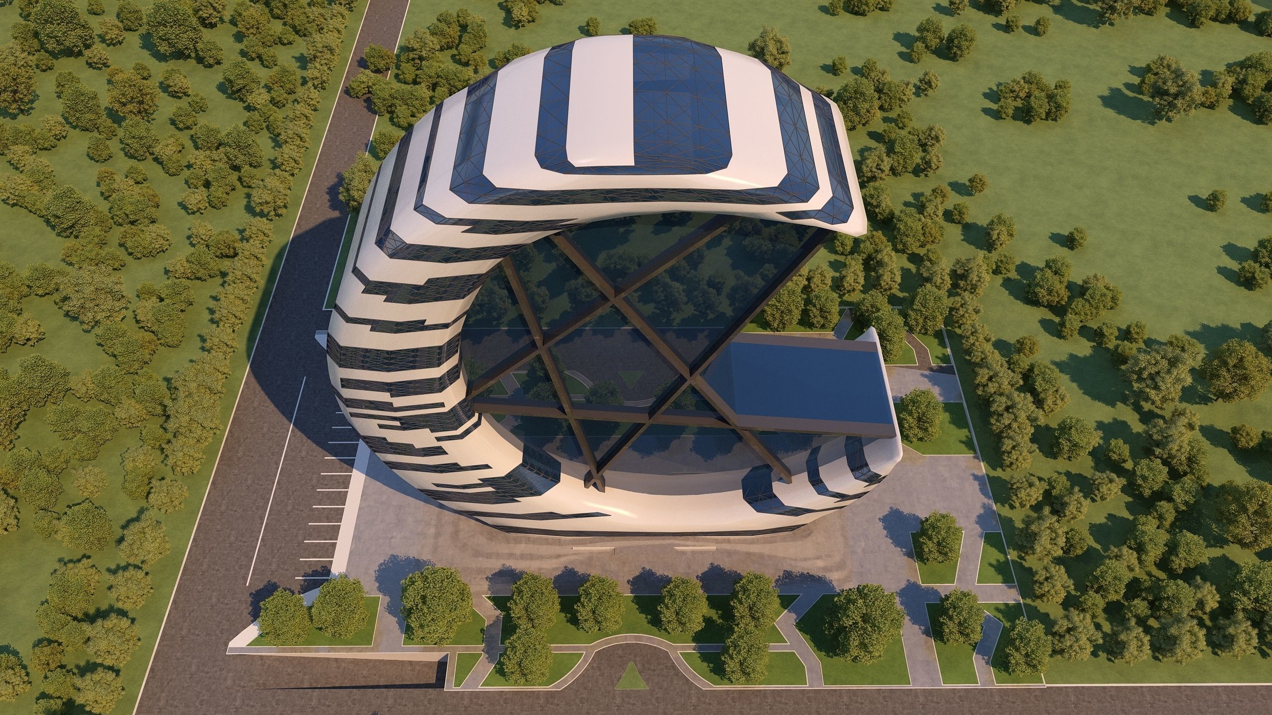 0073 - Crescent Skyscraper  3D model_6