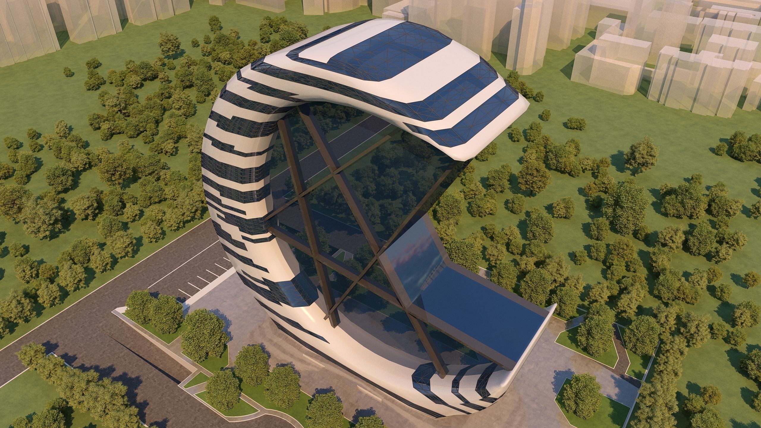 0073 - Crescent Skyscraper  3D model_7