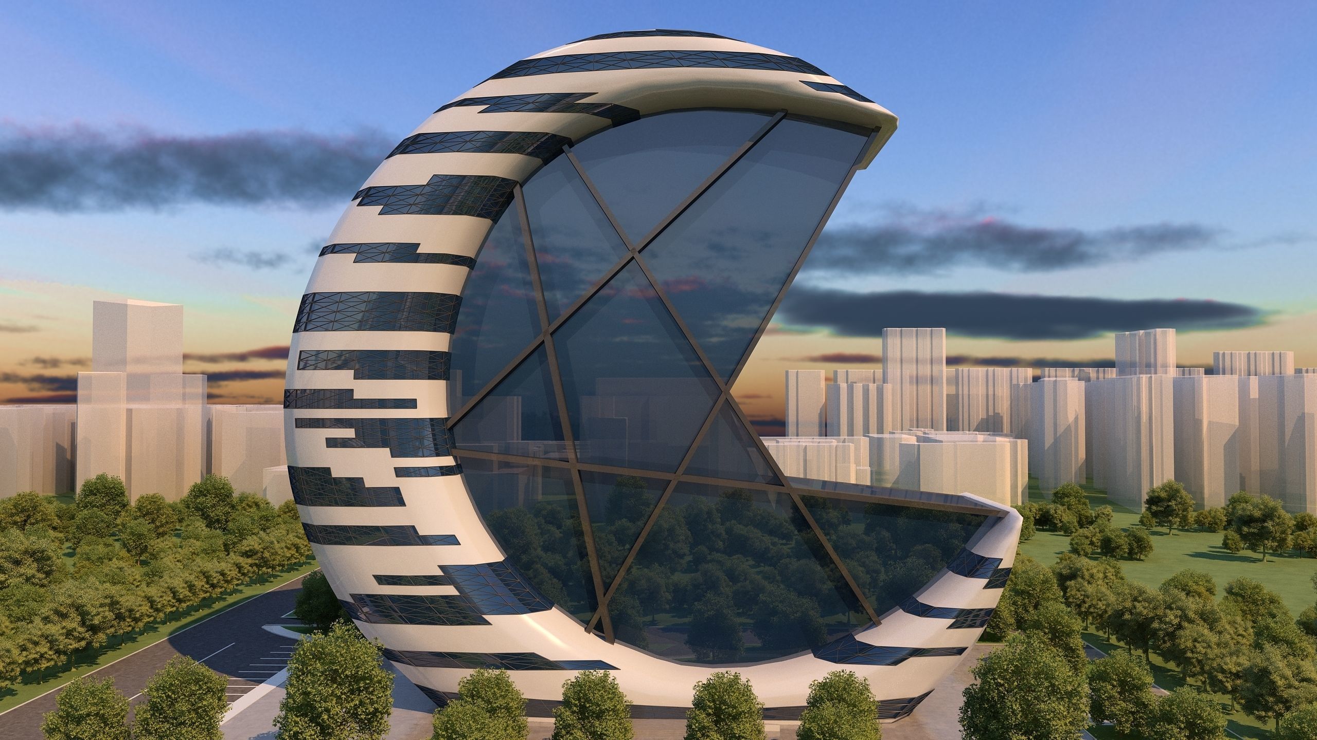 0073 - Crescent Skyscraper  3D model_5