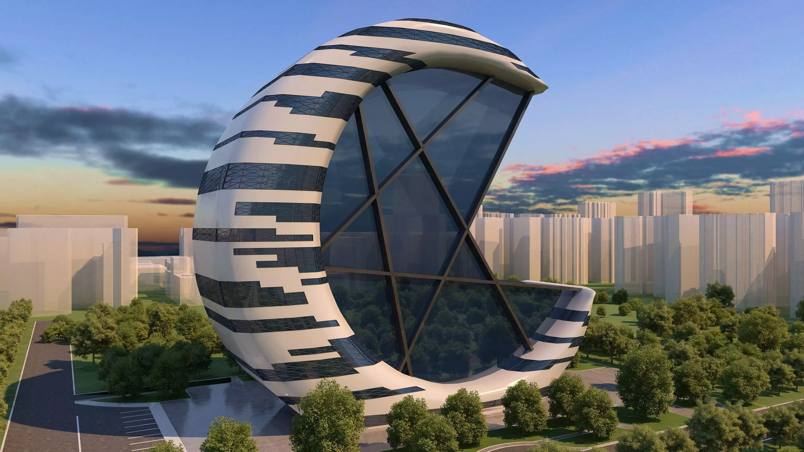 0073 - Crescent Skyscraper  3D model_0