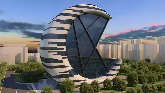 0073 - Crescent Skyscraper  3D model