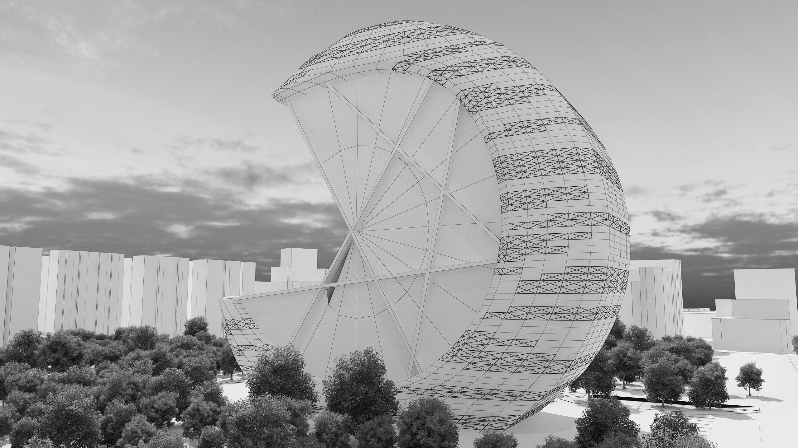 0073 - Crescent Skyscraper  3D model_14