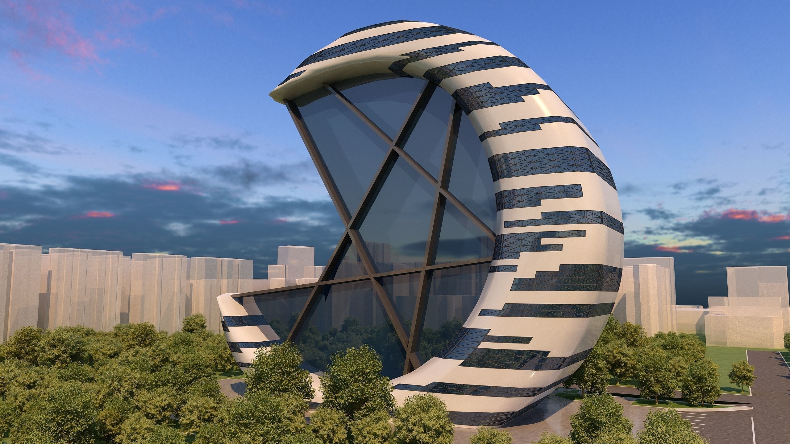 0073 - Crescent Skyscraper  3D model_4