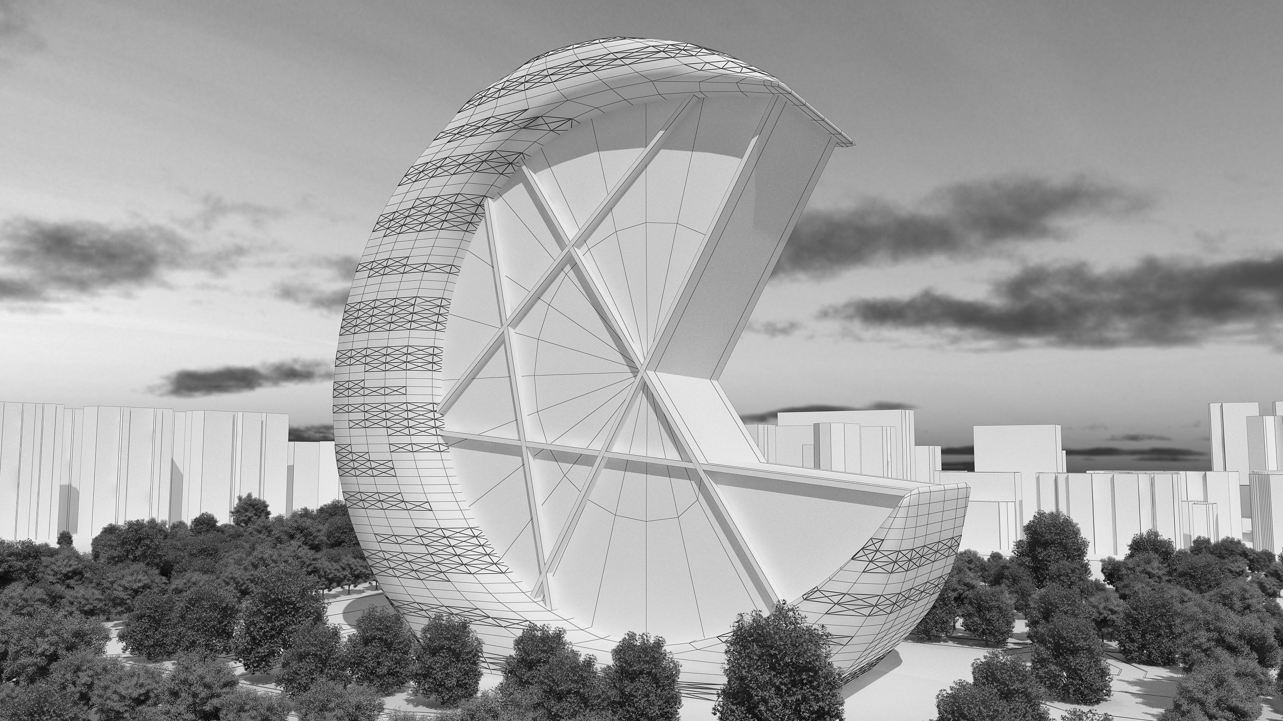 0073 - Crescent Skyscraper  3D model_18