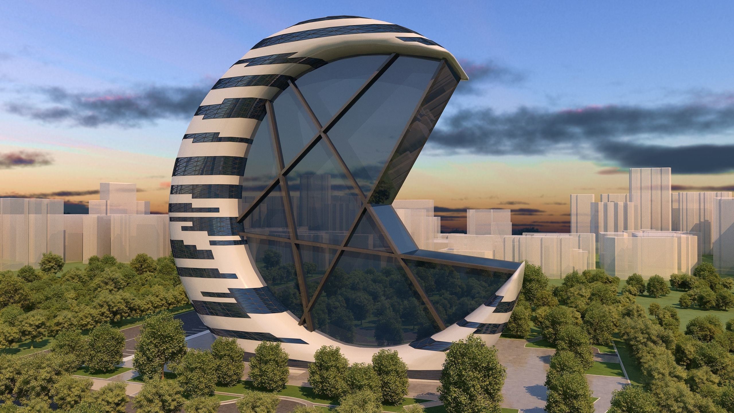0073 - Crescent Skyscraper  3D model_1