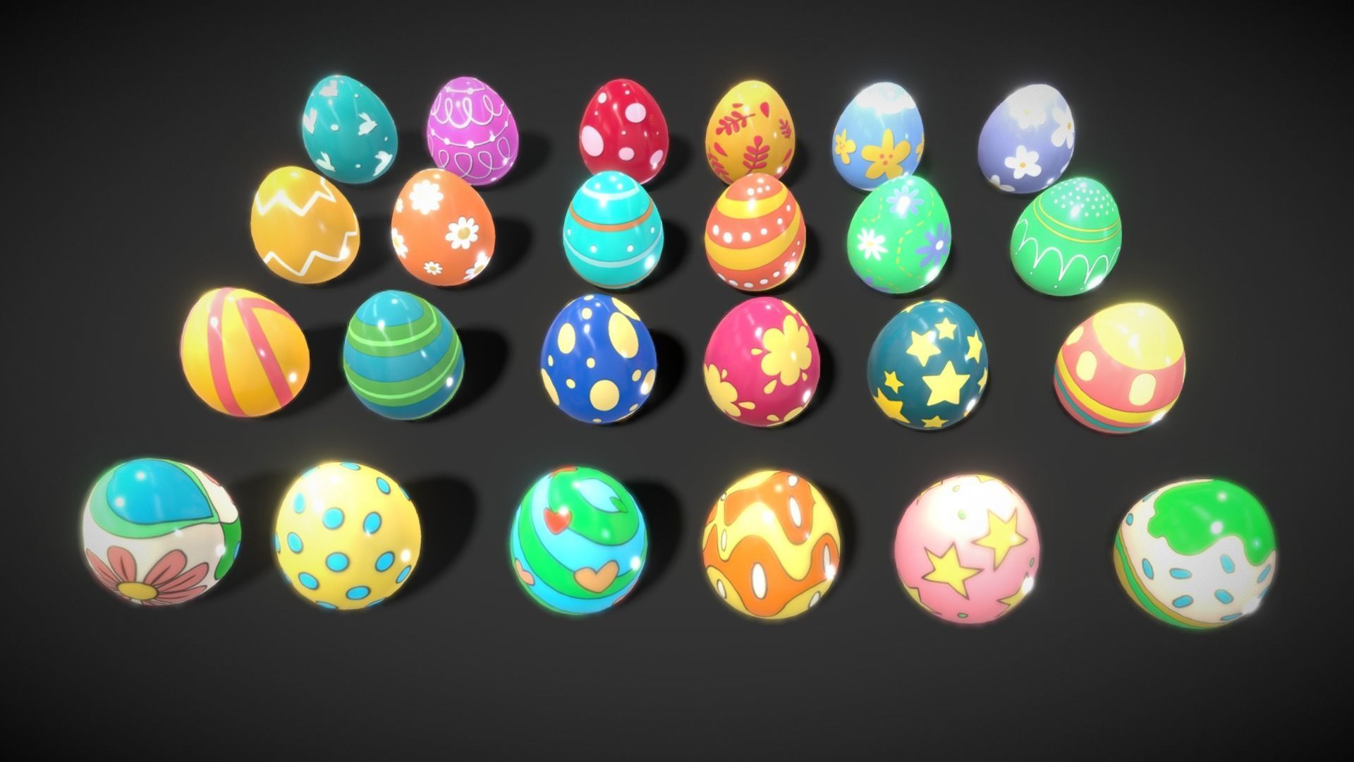 Collections Easter Eggs 5 Low-poly 3D model_4
