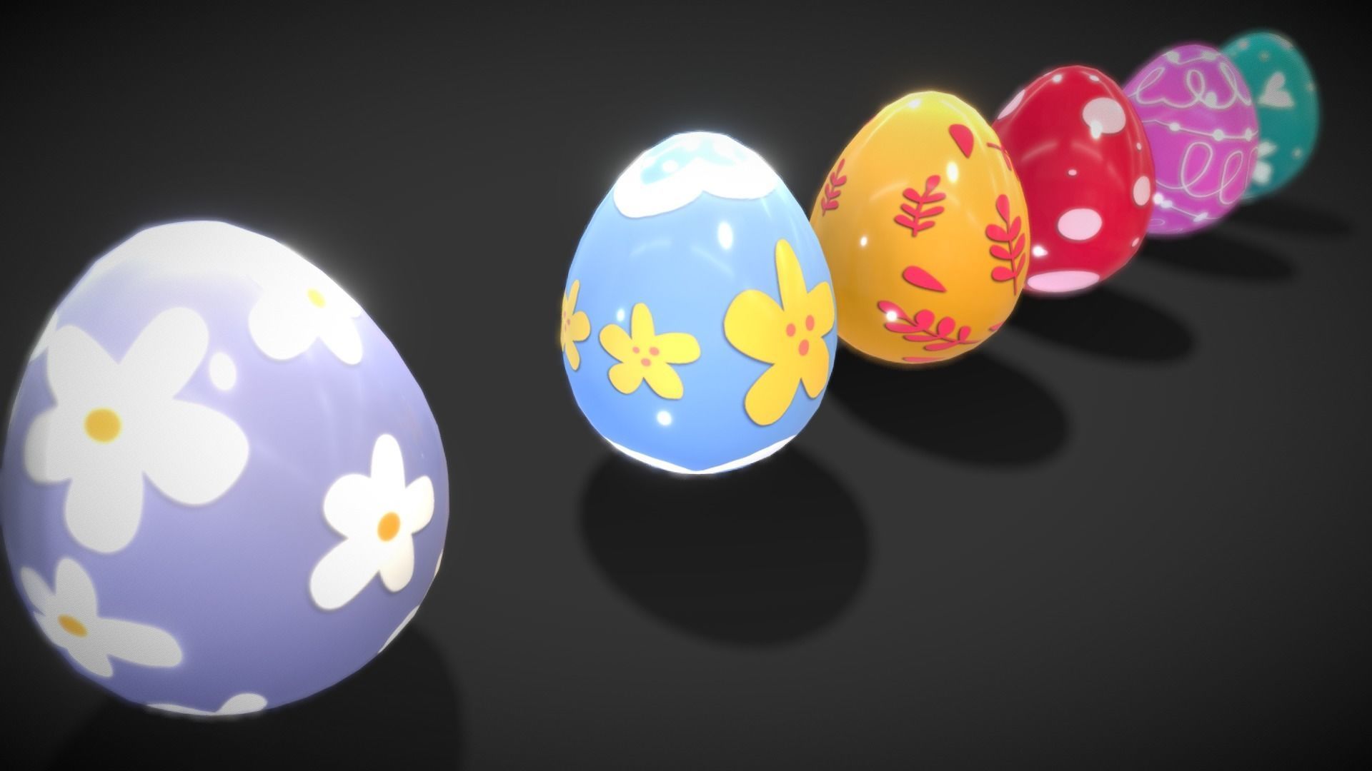 Collections Easter Eggs 5 Low-poly 3D model_9