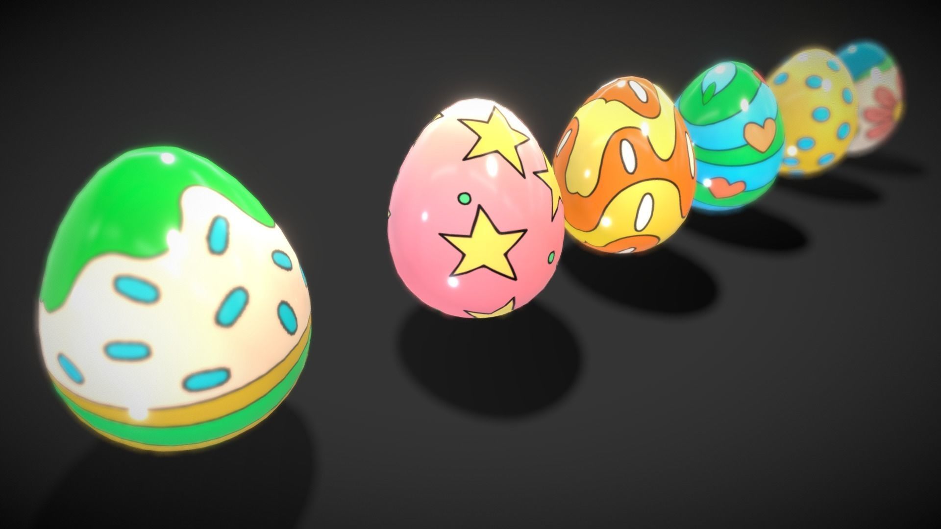 Collections Easter Eggs 5 Low-poly 3D model_2