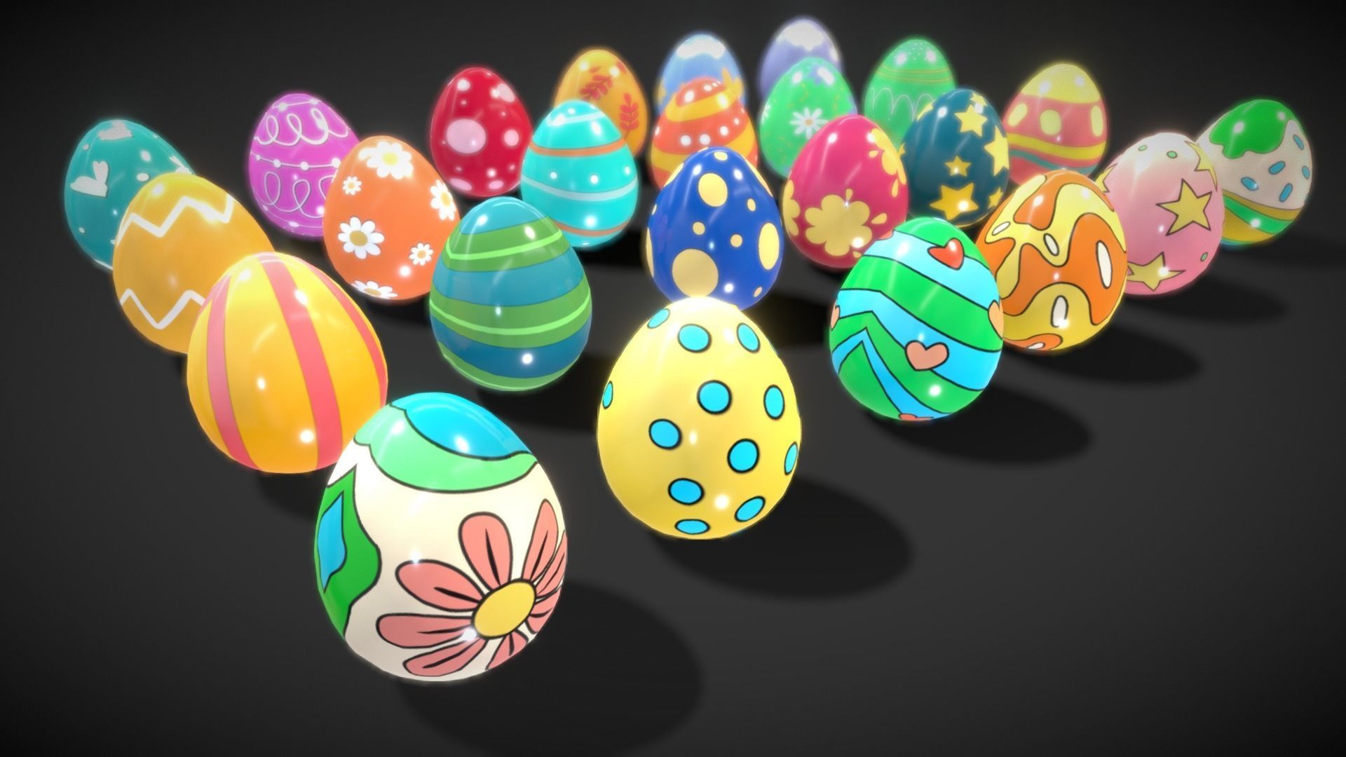 Collections Easter Eggs 5 Low-poly 3D model_11