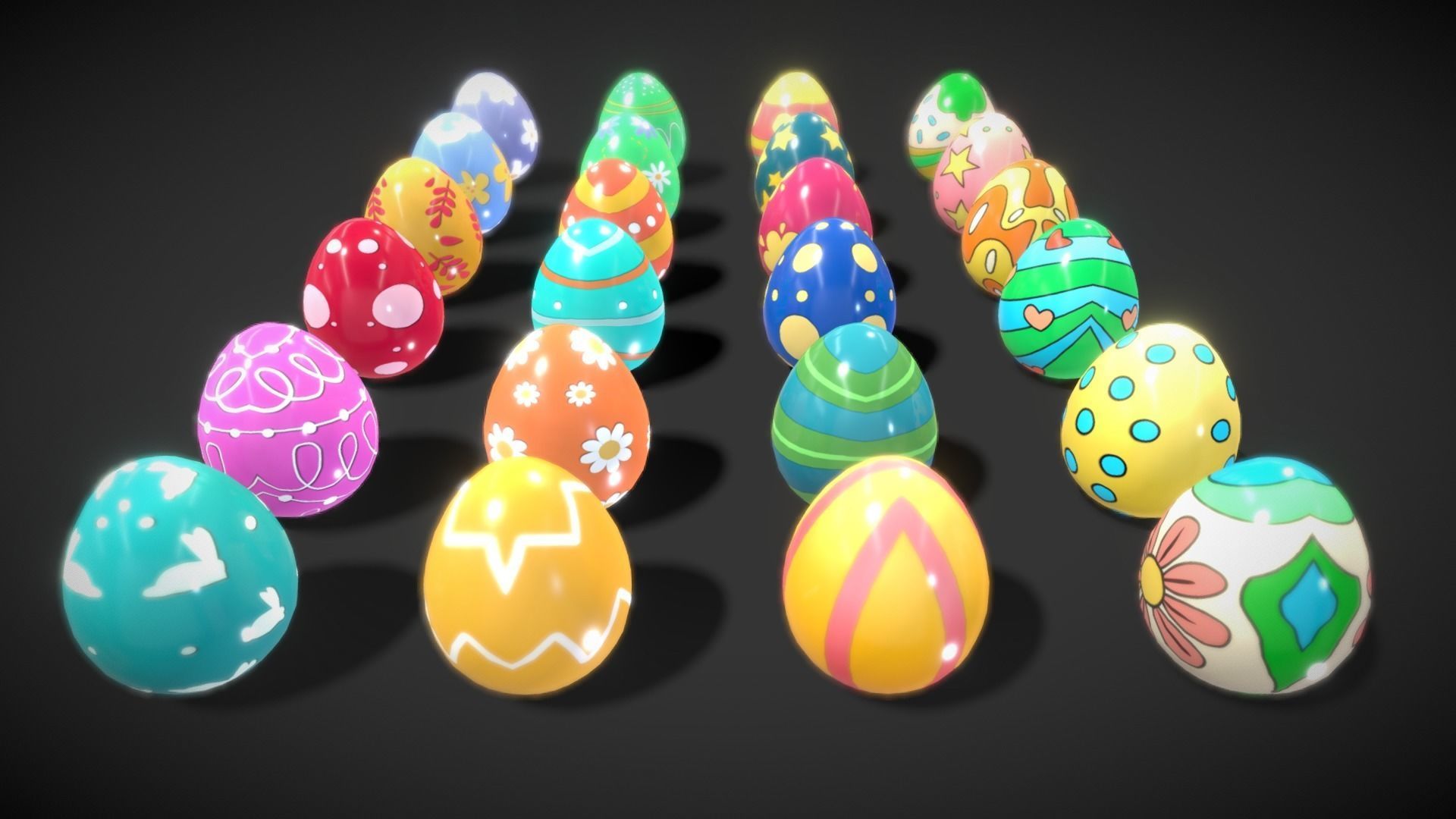 Collections Easter Eggs 5 Low-poly 3D model_3