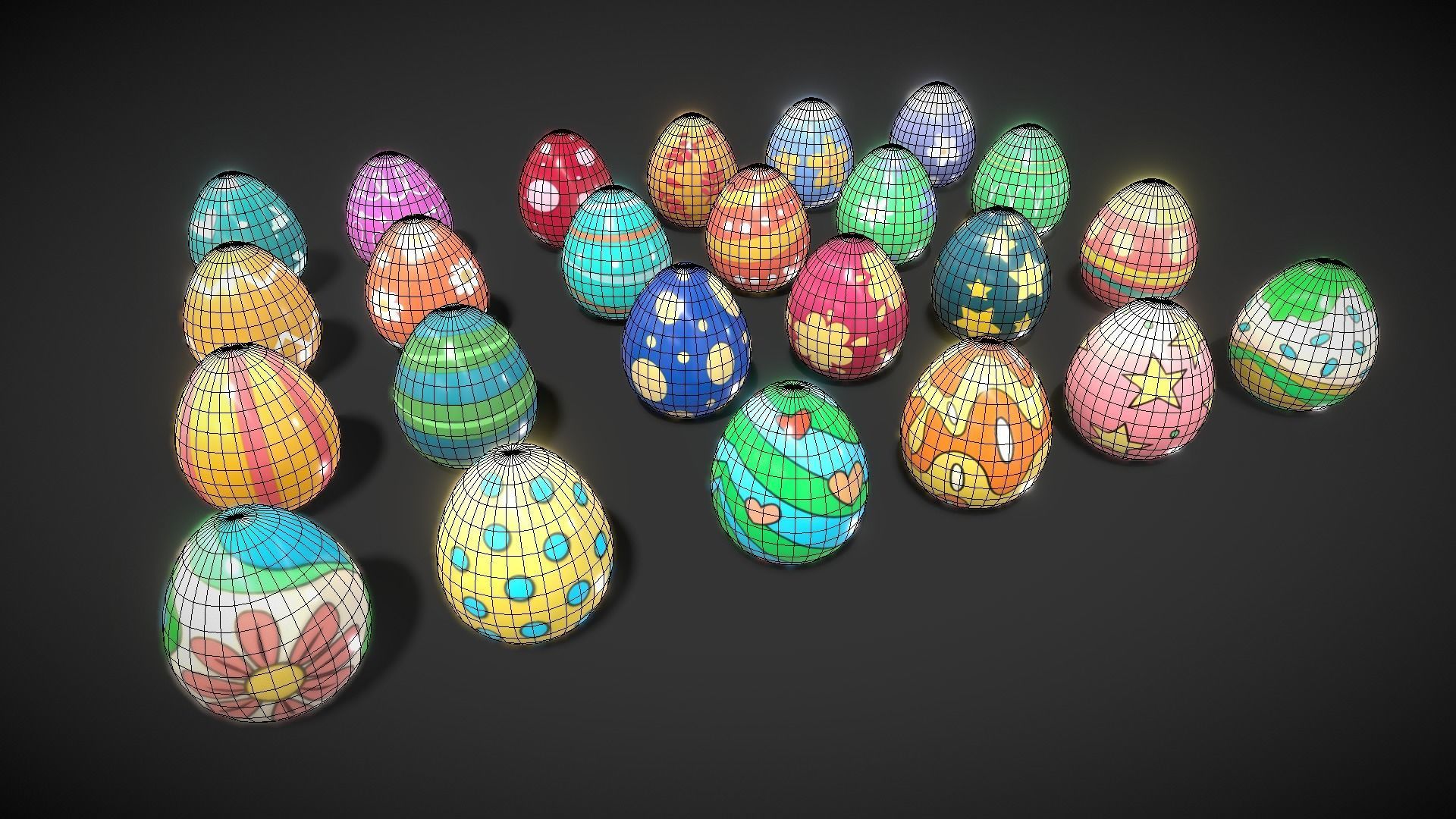 Collections Easter Eggs 5 Low-poly 3D model_5
