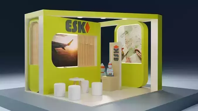 Booth exhibition stand 3D model  Low-poly 3D model