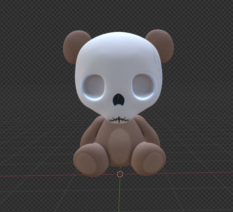 Skull Teddy Bear - Ngchipv Low-poly 3D model_14