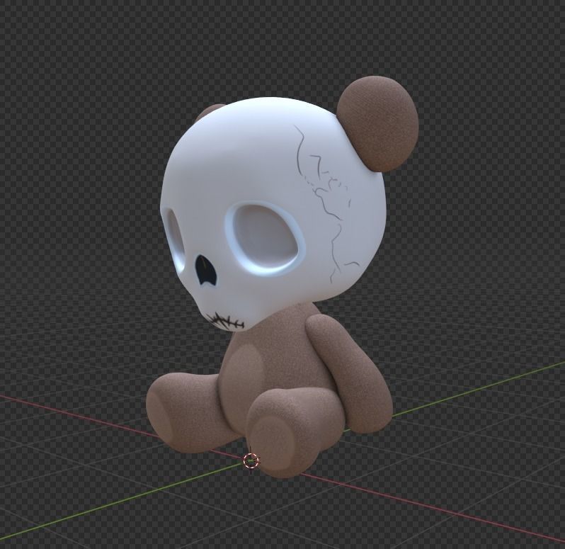 Skull Teddy Bear - Ngchipv Low-poly 3D model_5