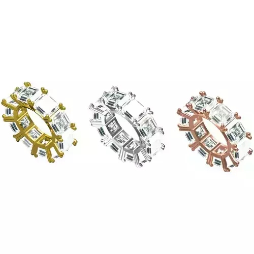 Emerald Cut Stone Eternity Band For Women