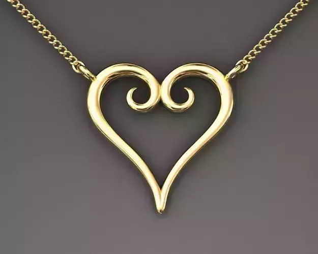 heart pendant gold 3D print model