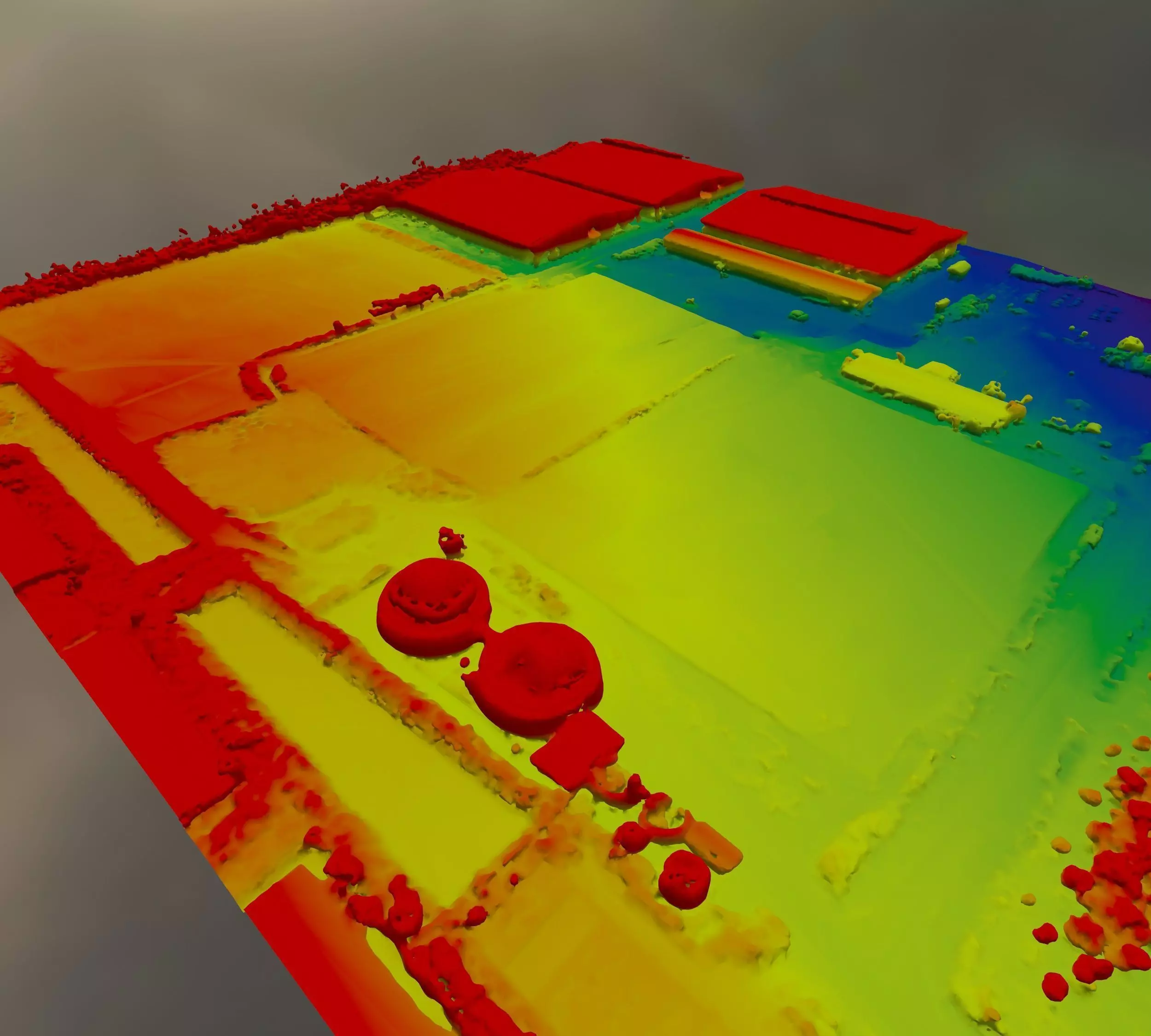 Topography with height in color display 3D model
