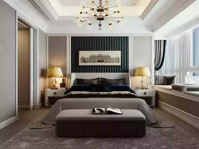 bedroom elegant with chandelier