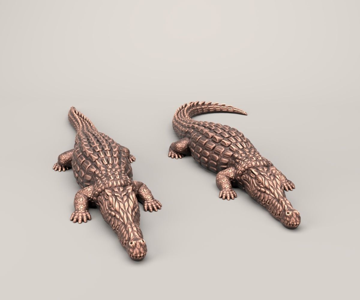 Crocodile two crocodiles 3D print model_4