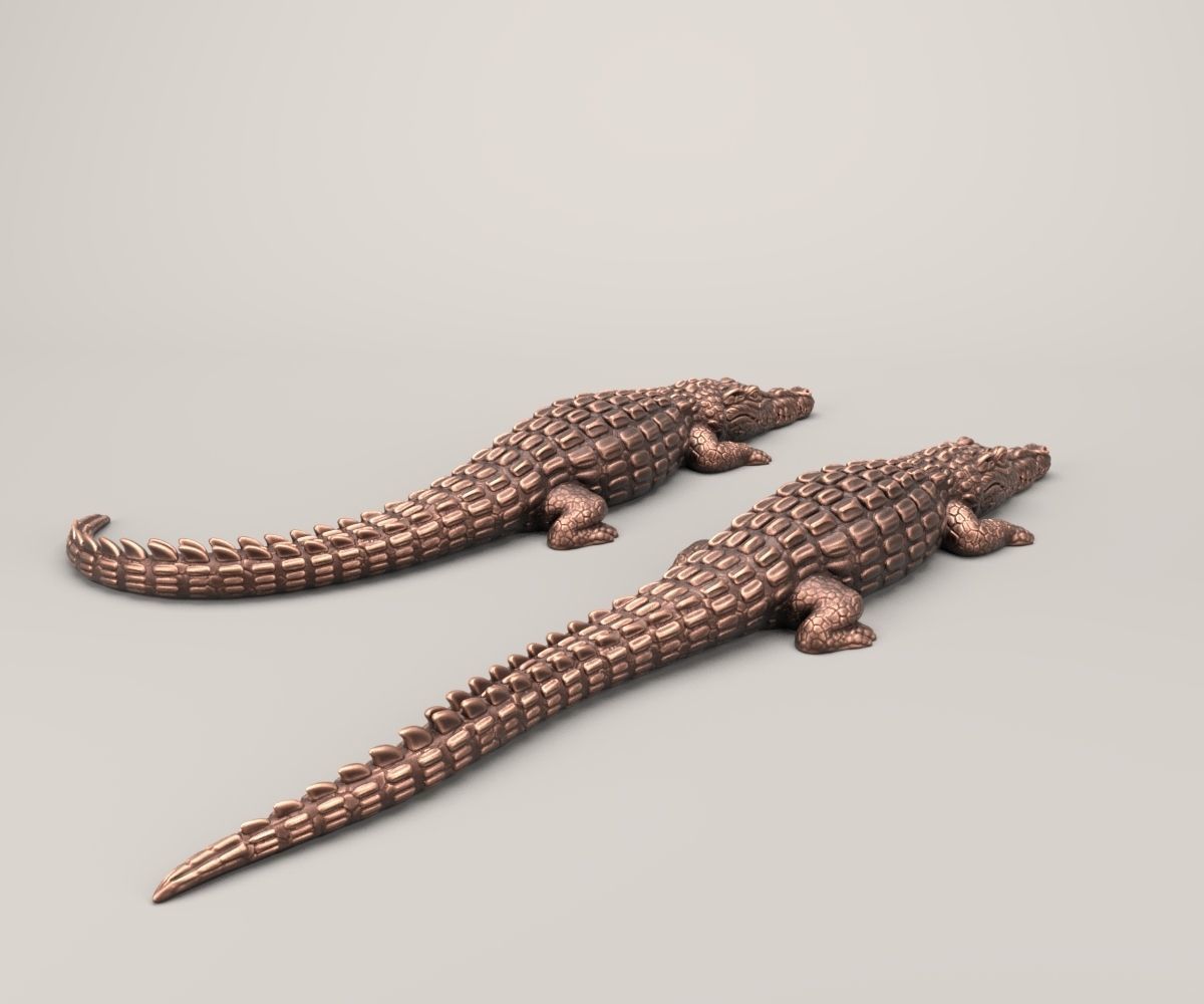Crocodile two crocodiles 3D print model_3