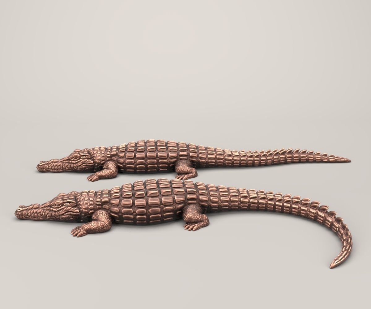 Crocodile two crocodiles 3D print model_1