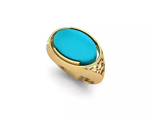 model 8 gold ring with oval turquoise stone