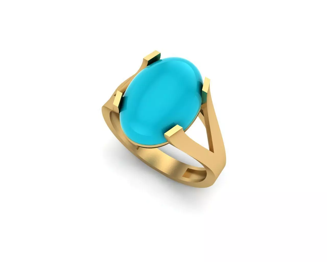 model 4 gold ring with turquoise stone 3D print model