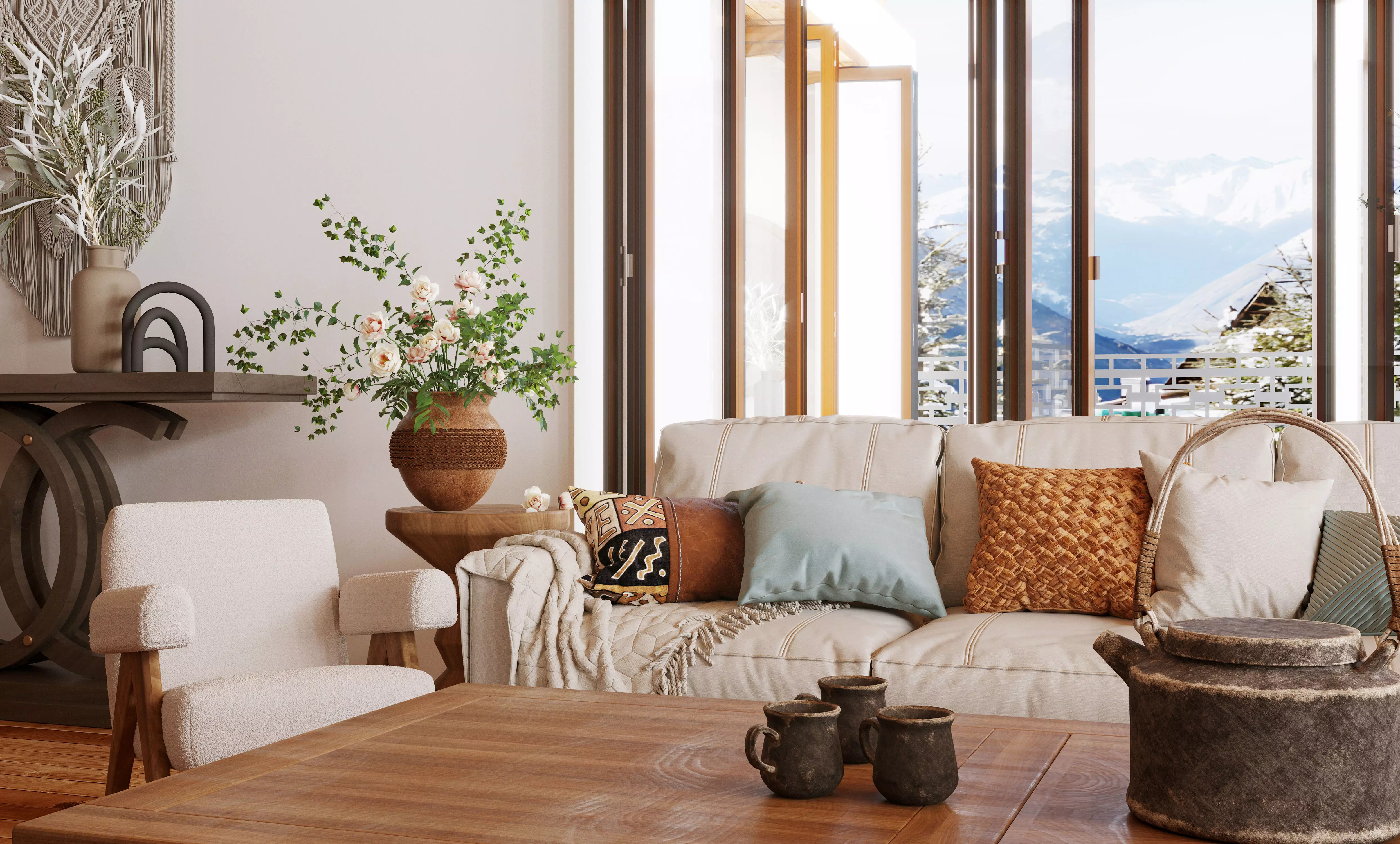 360 Panorama Boho Interior Scene Photoreal Styling 3D model